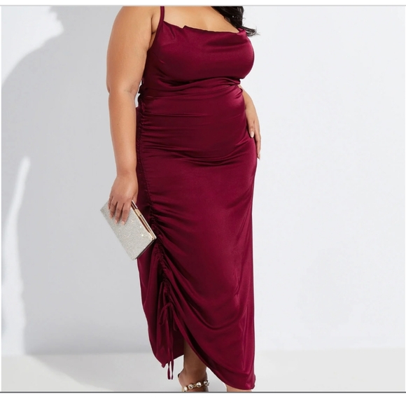 Ashley Stewart Stunning Satin Slip cowl neck dress. Wine color. Size 22/24 - Picture 2 of 12